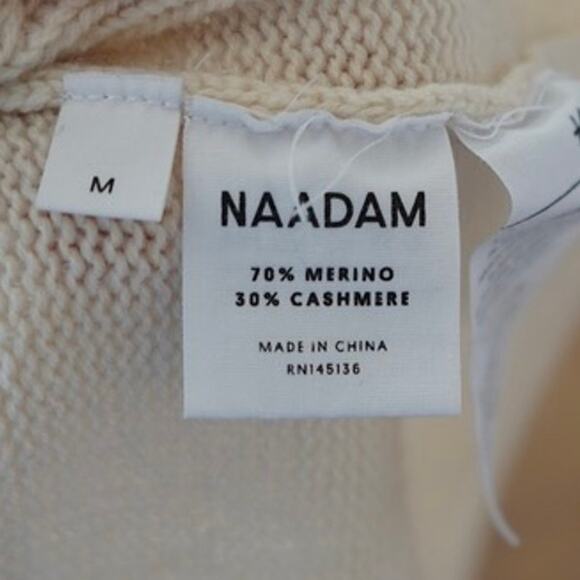 Naadam Volta Ruffle Mock Neck Cable Pullover Sweater Cream Womens Size Medium - Picture 7 of 8